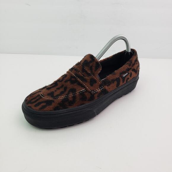 Vans Style 53 Womens Size 5.5 Brown Leopard Slip On Low Chunky Penny Loafer Shoe - Picture 2 of 11
